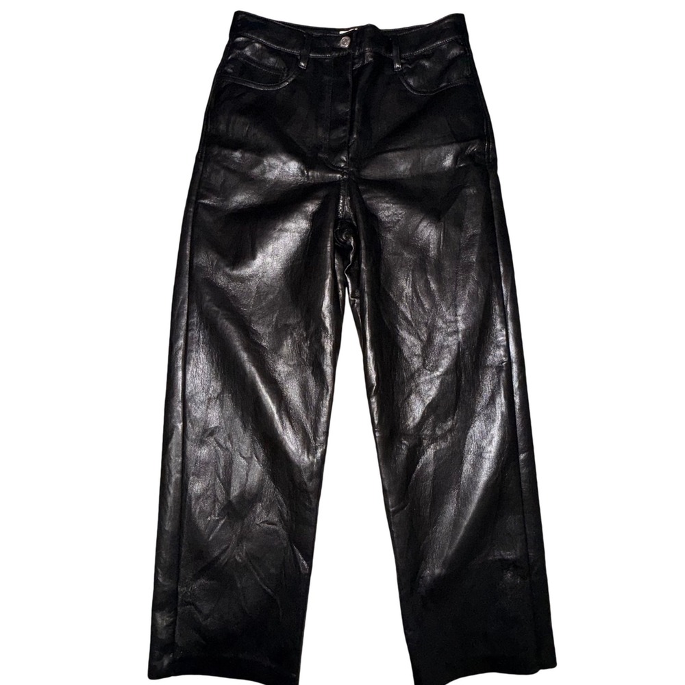 Wilfred Aritzia Vegan Leather Pants 4 Black High Waist Straight Crop Gothic Edgy